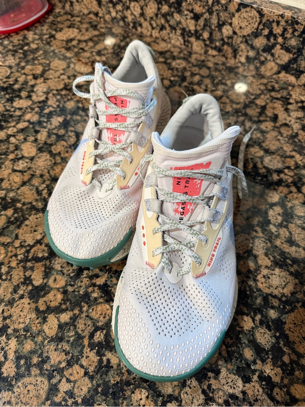 Nike Kids White Sneakers with Teal and Pink Accents